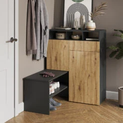 Schuhschrank "Selena" Anthrazit/Eiche 125 X 102 Cm Vicco -Vicco m5214 04 ol