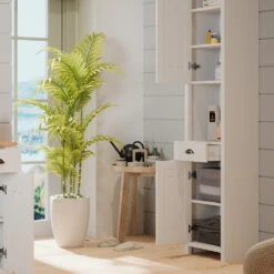 Badschrank "Nino" Weiß/Artisan-Eiche 39.2 X 190.5 Cm Vicco -Vicco m5216 05 ol