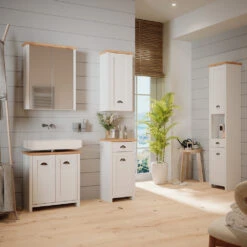 Badschrank "Nino" Weiß/Artisan-Eiche 39.2 X 76.5 Cm Vicco -Vicco m5217 04 ol