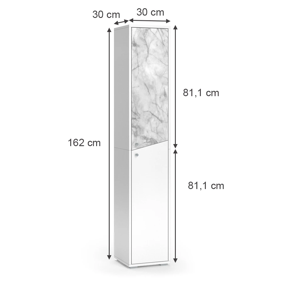 Badschrank "Irida" Weiß/Marmor Hochschrank 30x162 Cm Livinity 5 Badschrank "Irida" Weiß/Marmor Hochschrank 30x162 Cm Livinity – Bild 3