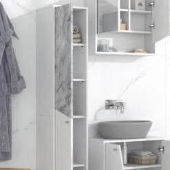 Badschrank "Irida" Weiß/Marmor Hochschrank 30x162 Cm Livinity 13 Badschrank "Irida" Weiß/Marmor Hochschrank 30x162 Cm Livinity -Vicco m5223 05 ol