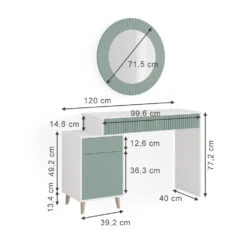 Schminktisch "Arles" Grün/Weiß 120 Cm Vicco 12 Schminktisch "Arles" Grün/Weiß 120 Cm Vicco -Vicco m5229 03 ol