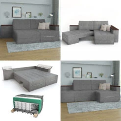 Sofa L Form Grau 160 X 240 Cm Linke Ecke Vitalispa -Vicco m522 08 ol