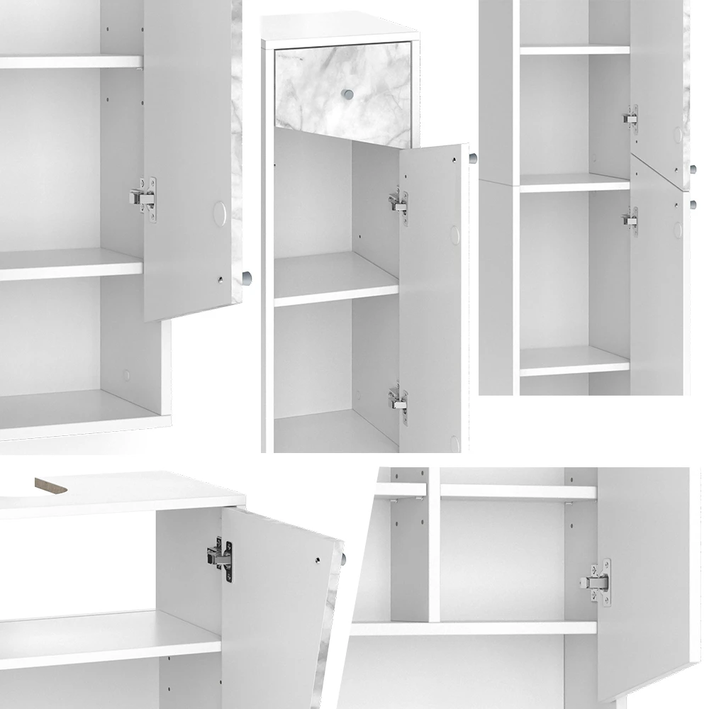 Badmöbel Set "Irida" Weiß/Marmor 5 Teile Vicco 8 Badmöbel Set "Irida" Weiß/Marmor 5 Teile Vicco – Bild 6