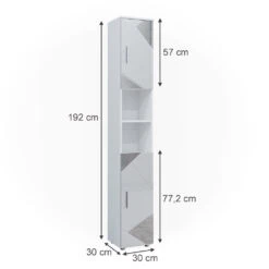 Badschrank "Irma" Weiß Hochglanz Mit Einsätzen 30 X 192 Cm Vicco -Vicco m5254 03 ol
