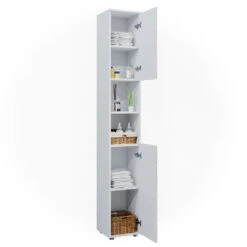 Badschrank "Irma" Weiß Hochglanz Mit Einsätzen 30 X 192 Cm Vicco -Vicco m5254 07 ol