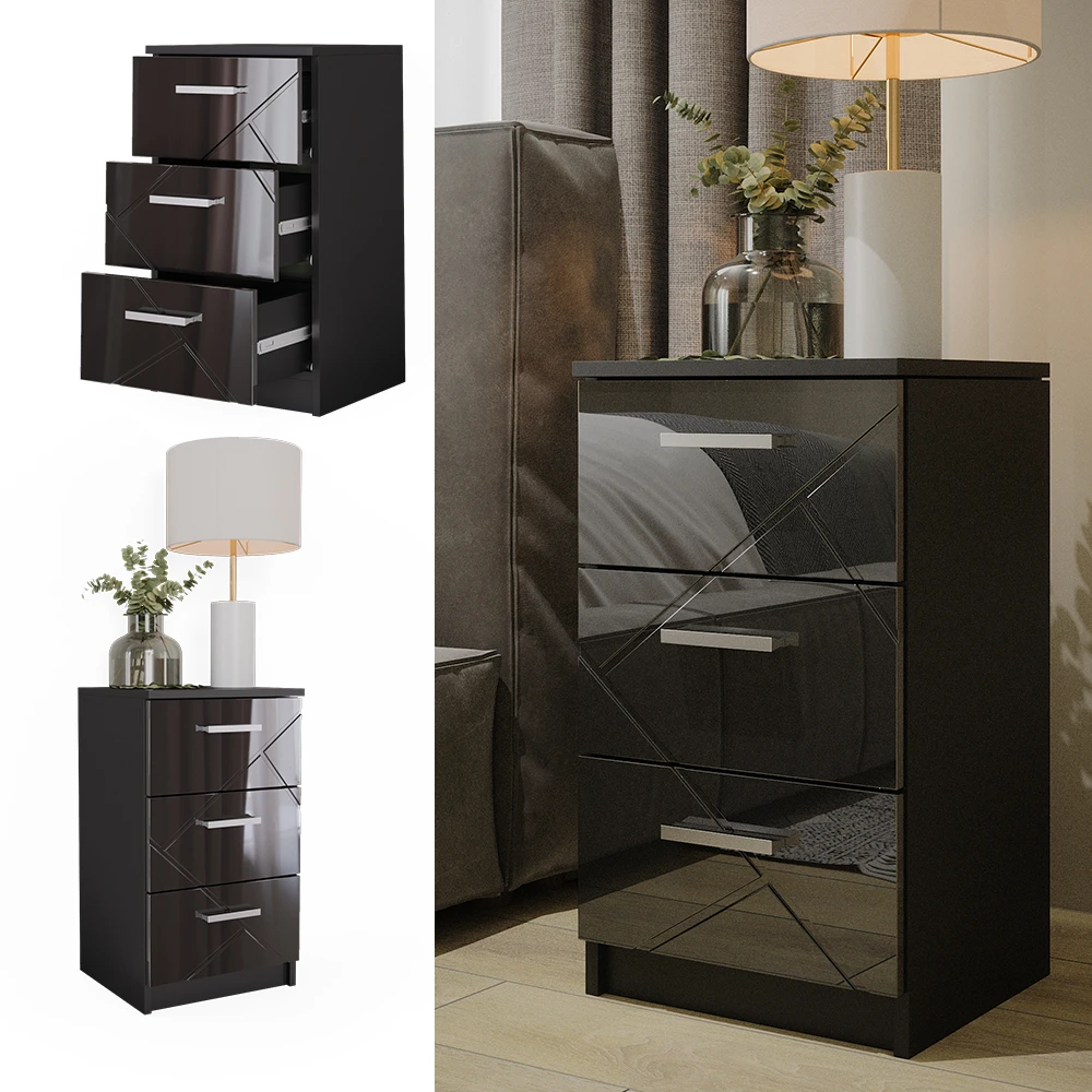 Nachttisch "Irma" Schwarz Hochglanz 37.6 X 66 Cm Vicco 4 Nachttisch "Irma" Schwarz Hochglanz 37.6 X 66 Cm Vicco – Bild 2