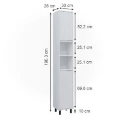 Badschrank "Agasta" Weiß Hochglanz 30 X 190.3 Cm Vicco 11 Badschrank "Agasta" Weiß Hochglanz 30 X 190.3 Cm Vicco -Vicco m5264 03 ol