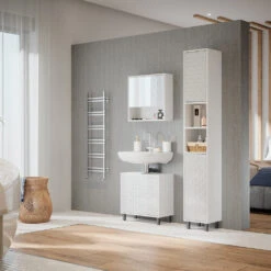 Badschrank "Agasta" Weiß Hochglanz 30 X 190.3 Cm Vicco 12 Badschrank "Agasta" Weiß Hochglanz 30 X 190.3 Cm Vicco -Vicco m5264 04 ol