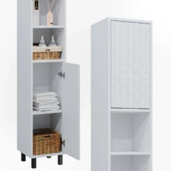 Badschrank "Agasta" Weiß Hochglanz 30 X 190.3 Cm Vicco 14 Badschrank "Agasta" Weiß Hochglanz 30 X 190.3 Cm Vicco -Vicco m5264 06 ol