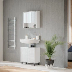 Bad Spiegelschrank "Agasta" Weiß Hochglanz 54 X 53 Cm Vicco -Vicco m5265 04 ol