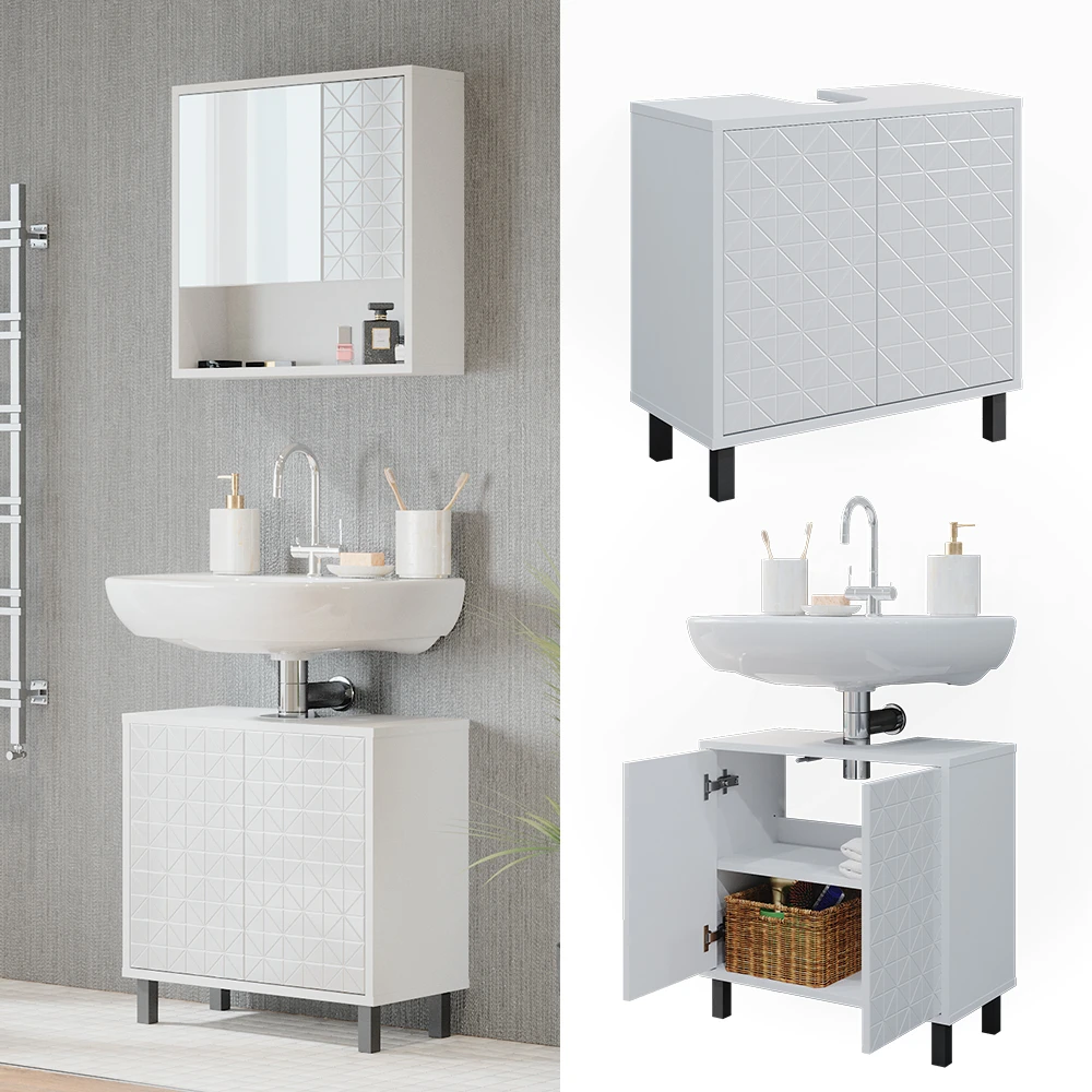 Waschbeckenunterschrank "Agasta" Weiß Hochglanz 56.2 X 57.1 Cm Vicco 4 Waschbeckenunterschrank "Agasta" Weiß Hochglanz 56.2 X 57.1 Cm Vicco – Bild 2