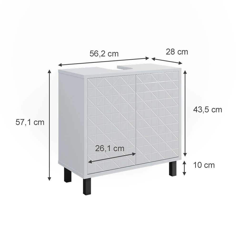Waschbeckenunterschrank "Agasta" Weiß Hochglanz 56.2 X 57.1 Cm Vicco 5 Waschbeckenunterschrank "Agasta" Weiß Hochglanz 56.2 X 57.1 Cm Vicco – Bild 3