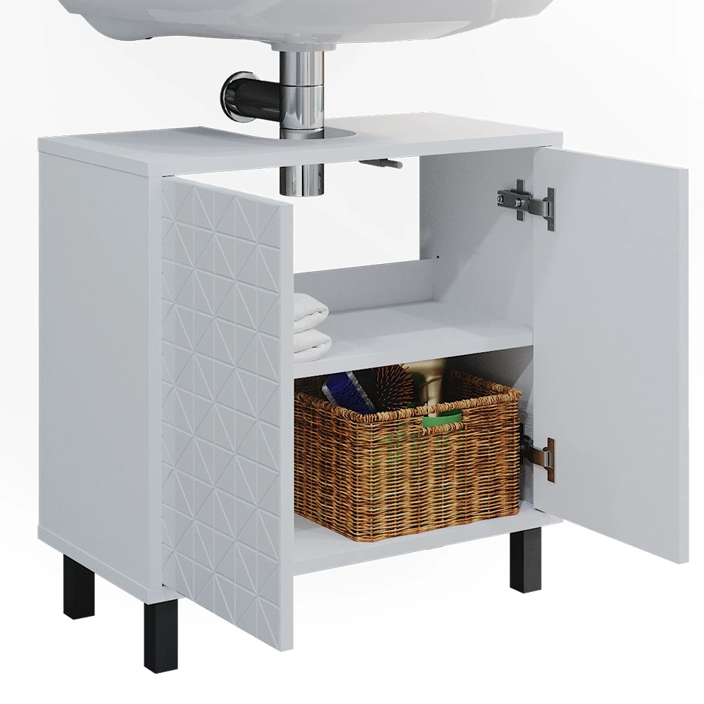 Waschbeckenunterschrank "Agasta" Weiß Hochglanz 56.2 X 57.1 Cm Vicco 8 Waschbeckenunterschrank "Agasta" Weiß Hochglanz 56.2 X 57.1 Cm Vicco – Bild 6
