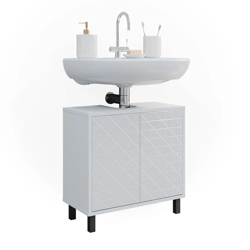 Waschbeckenunterschrank "Agasta" Weiß Hochglanz 56.2 X 57.1 Cm Vicco 9 Waschbeckenunterschrank "Agasta" Weiß Hochglanz 56.2 X 57.1 Cm Vicco – Bild 7