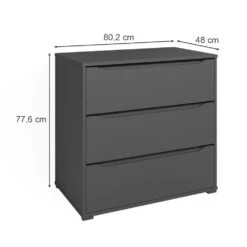 Sideboard "Ruben" Anthrazit 80.2 X 77.6 Cm Mit 3 Schubladen Vicco -Vicco m5325 03 ol