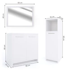 Badmöbel Set "Kiko" Weiß 3 Teile Vicco -Vicco m532 03 ol