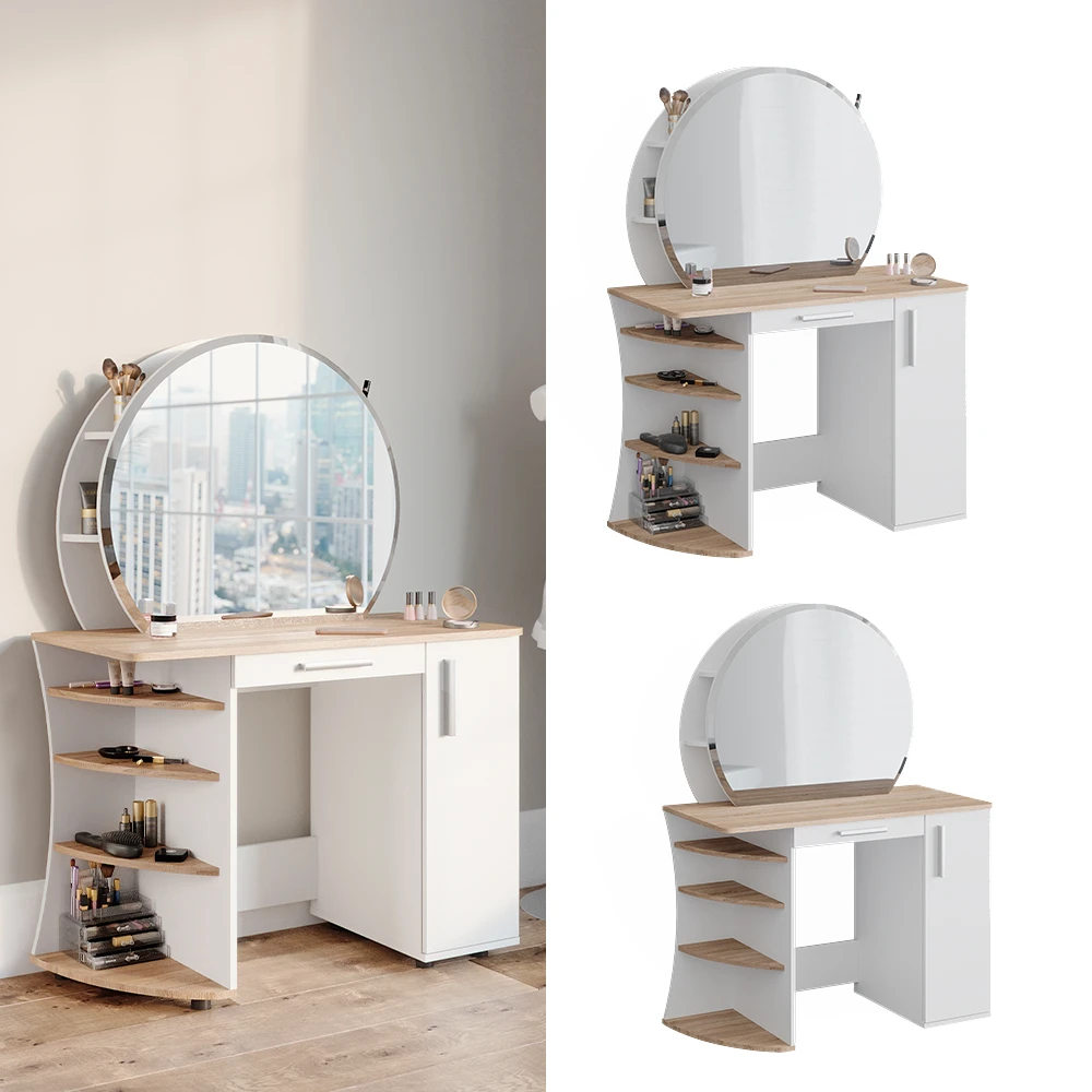Schminktisch "Almina" Sonoma/Weiß 100 Cm Vicco 4 Schminktisch "Almina" Sonoma/Weiß 100 Cm Vicco – Bild 2