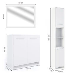 Badmöbel Set "Kiko" Weiß Hochglanz 3 Teile, Mit Hochschrank Vicco 11 Badmöbel Set "Kiko" Weiß Hochglanz 3 Teile, Mit Hochschrank Vicco -Vicco m533 03 ol