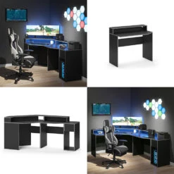 Gaming Tisch "Kron" Grau/Schwarz 220 X 90 Cm Eckform Vicco 17 Gaming Tisch "Kron" Grau/Schwarz 220 X 90 Cm Eckform Vicco -Vicco m5360 08 ol