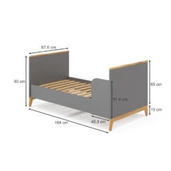 Kinderbett "Malia" Grau/Eiche 80x160 Cm Vitalispa -Vicco m5367 03 ol