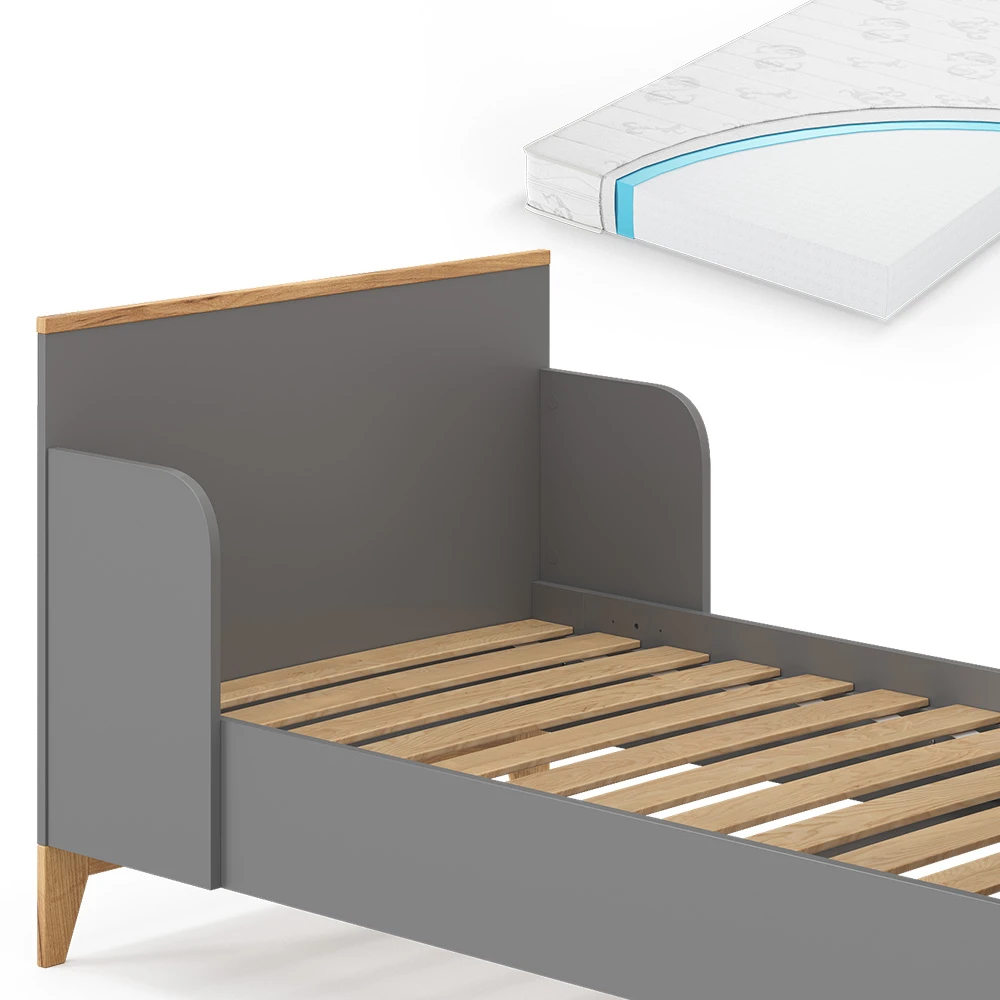 Kinderbett "Malia" Grau/Eiche 80x160 Cm Mit Matratze Vitalispa 8 Kinderbett "Malia" Grau/Eiche 80x160 Cm Mit Matratze Vitalispa – Bild 6