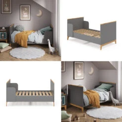 Kinderbett "Malia" Grau/Eiche 80x160 Cm Vitalispa -Vicco m5367 08 ol