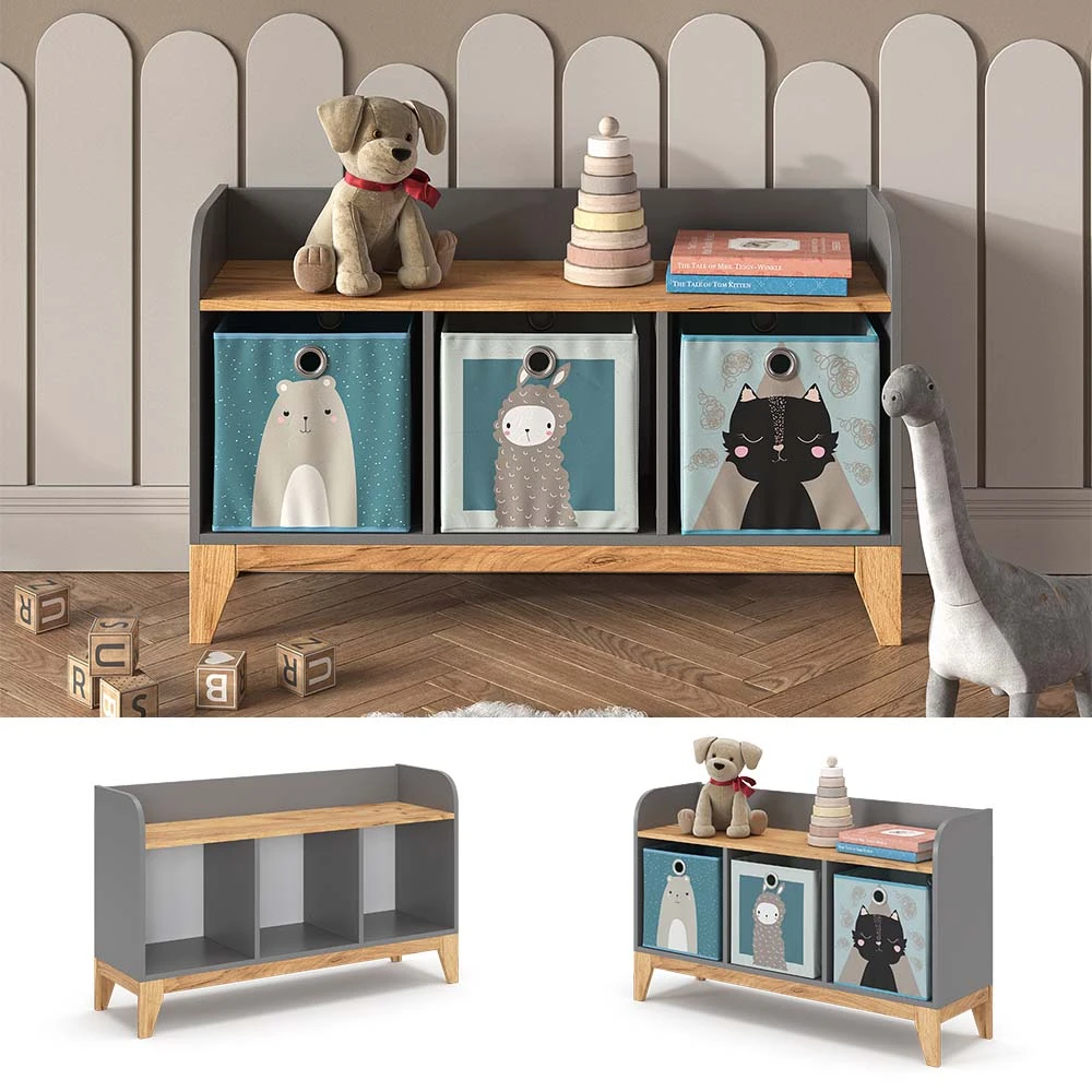 Kinderregal "Malia" Grau/Eiche 107.2 X 63.8 Cm Vitalispa 4 Kinderregal "Malia" Grau/Eiche 107.2 X 63.8 Cm Vitalispa – Bild 2