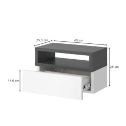 Nachttisch "Urbano" Anthrazit/Weiß 45 X 28 Cm Vicco -Vicco m5436 2er set 03 ol