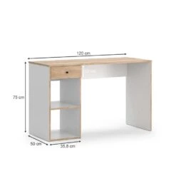 Schreibtisch "Sirio" Weiß/Goldkraft Eiche 120 X 50 Cm Vicco -Vicco m5469 03 ol