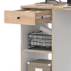 Schreibtisch "Sirio" Weiß/Goldkraft Eiche 120 X 50 Cm Vicco -Vicco m5469 06 ol