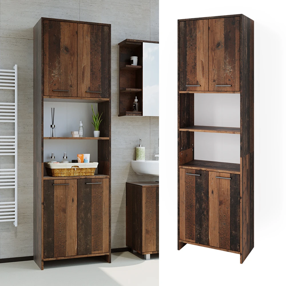 Badschrank "Maris" Eiche Rustikal 56.1 X 190 Cm Vicco 4 Badschrank "Maris" Eiche Rustikal 56.1 X 190 Cm Vicco – Bild 2