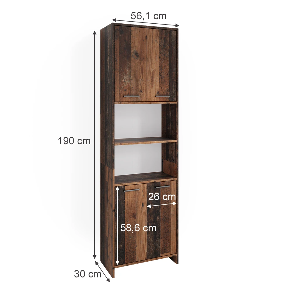 Badschrank "Maris" Eiche Rustikal 56.1 X 190 Cm Vicco 5 Badschrank "Maris" Eiche Rustikal 56.1 X 190 Cm Vicco – Bild 3
