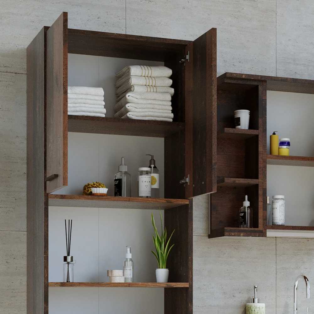 Badschrank "Maris" Eiche Rustikal 56.1 X 190 Cm Vicco 7 Badschrank "Maris" Eiche Rustikal 56.1 X 190 Cm Vicco – Bild 5