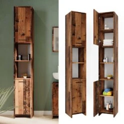Badschrank "Kiko" Eiche Rustikal 30 X 190 Cm Vicco -Vicco m5482 02 ol