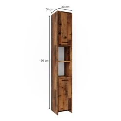 Badschrank "Kiko" Eiche Rustikal 30 X 190 Cm Vicco -Vicco m5482 03 ol