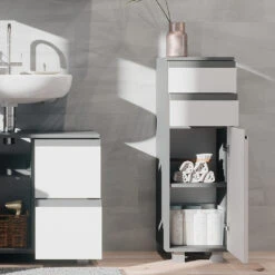 Midischrank "J-Shape" Weiß/Anthrazit 30 X 95 Cm Vicco -Vicco m5509 05 ol