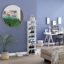 Schuhschrank "Timo" Weiß 26.7 X 110 Cm Oskar Store -Vicco m5529 04 ol