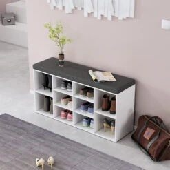 Schuhbank "Tamara" Weiß 104 X 53.5 Cm 10 Fächer Oskar Store -Vicco m5530 04 ol