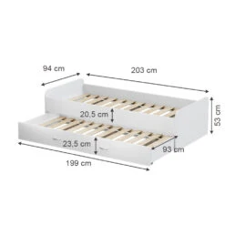 Kinderbett "Jaspar" Weiß 90x200 Cm Mit Lattenrost, Ohne Matratze Oskar Store -Vicco m5537 03 ol