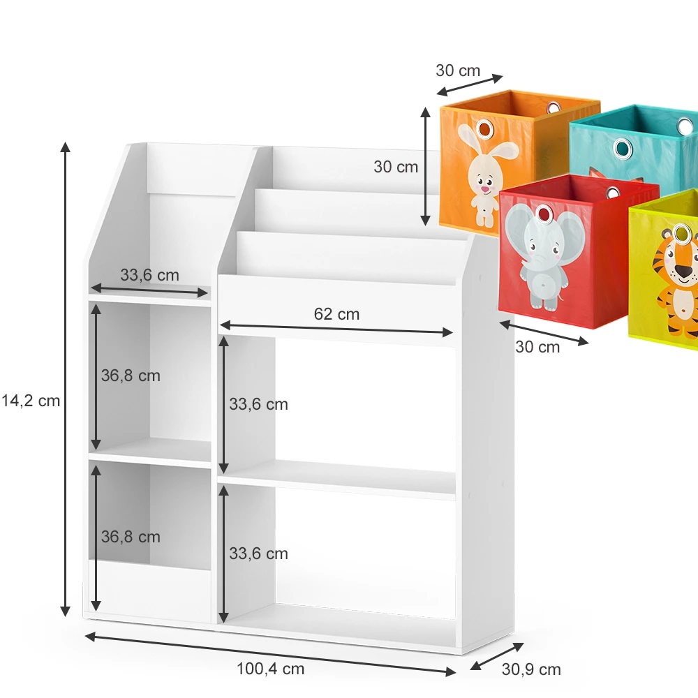Kinderregal "Luigi" Weiß 100.4 X 114.2 Cm Mit 4 Faltboxen (bunt) Vicco 5 Kinderregal "Luigi" Weiß 100.4 X 114.2 Cm Mit 4 Faltboxen (bunt) Vicco – Bild 3