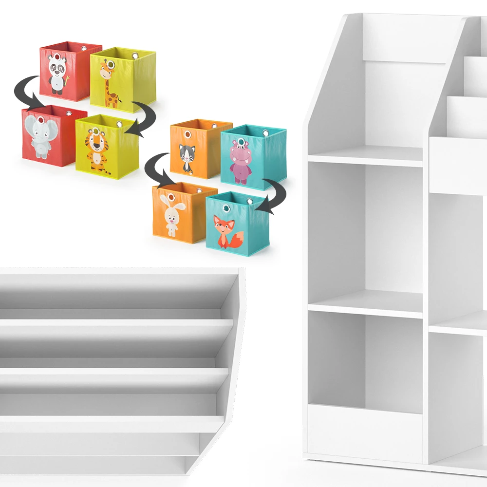 Kinderregal "Luigi" Weiß 100.4 X 114.2 Cm Mit 4 Faltboxen (bunt) Vicco 8 Kinderregal "Luigi" Weiß 100.4 X 114.2 Cm Mit 4 Faltboxen (bunt) Vicco – Bild 6