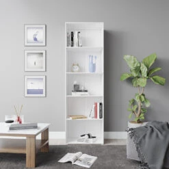 Bücherregal "Bob" Weiß 60 X 190 Cm Mit 5 Fächern Oskar Store 12 Bücherregal "Bob" Weiß 60 X 190 Cm Mit 5 Fächern Oskar Store -Vicco m5628 04 ol