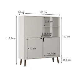 Sideboard "Ariana" Weiß 100 X 115.5 Cm Oskar Store -Vicco m5674 03 ol