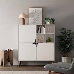 Sideboard "Ariana" Weiß 100 X 115.5 Cm Oskar Store -Vicco m5674 04 ol