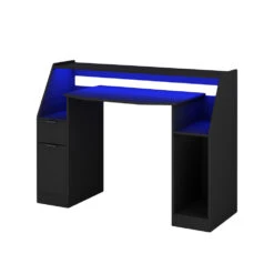 Gaming Tisch "Tails" Schwarz 123 X 55 Cm Mit LED-Beleuchtung Oskar Store