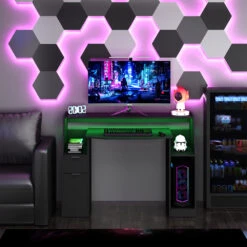 Gaming Tisch "Tails" Schwarz 123 X 55 Cm Mit LED-Beleuchtung Oskar Store -Vicco m5677 04 ol