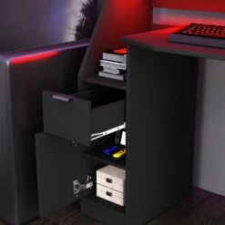 Gaming Tisch "Tails" Schwarz 123 X 55 Cm Mit LED-Beleuchtung Oskar Store -Vicco m5677 05 ol