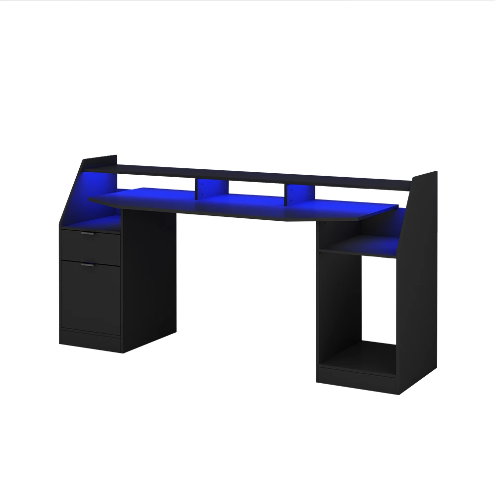 Gaming Tisch "Sonic" Schwarz 179.8 X 65.5 Cm Mit LED-Beleuchtung Oskar Store 3 Gaming Tisch "Sonic" Schwarz 179.8 X 65.5 Cm Mit LED-Beleuchtung Oskar Store