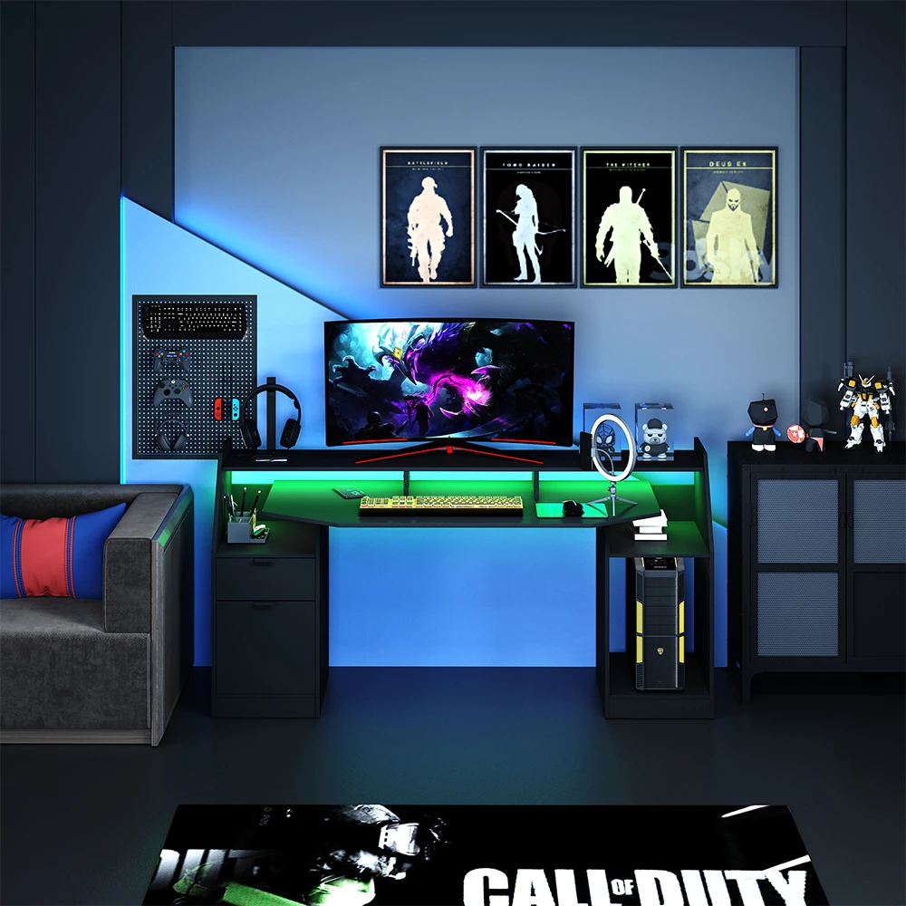 Gaming Tisch "Sonic" Schwarz 179.8 X 65.5 Cm Mit LED-Beleuchtung Oskar Store 6 Gaming Tisch "Sonic" Schwarz 179.8 X 65.5 Cm Mit LED-Beleuchtung Oskar Store – Bild 4